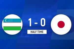 中场战报：日本U23与乌兹别克斯坦U23交锋，巴赫罗莫夫一击制胜，比分0-1